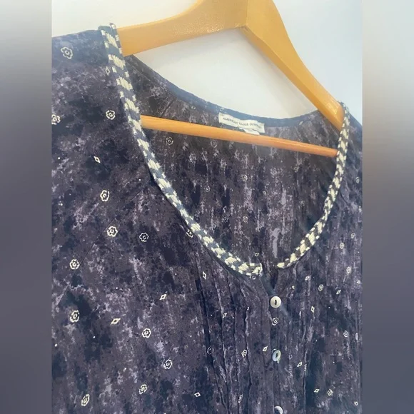 American Eagle Outfitters XS Black / Brown Marbled Romper 3/4 Sleeve - Picture 2 of 10